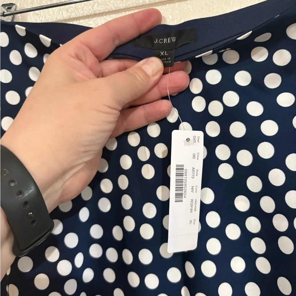 J.Crew Pull-On Silky Slip Skirt in Navy Dots Soft Grunge 1990s Size XL NWT - Picture 6 of 11